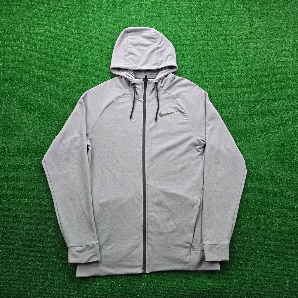 Nike Track Jacket Mens Small Gray Full Zip Hoodie Athletic Gym 889383-036